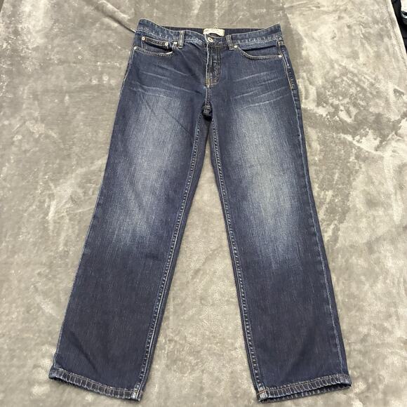 Free People Jeans Womens 28 Blue Straight Mid Rise Dark Wash Rockstar Denim - Picture 1 of 12